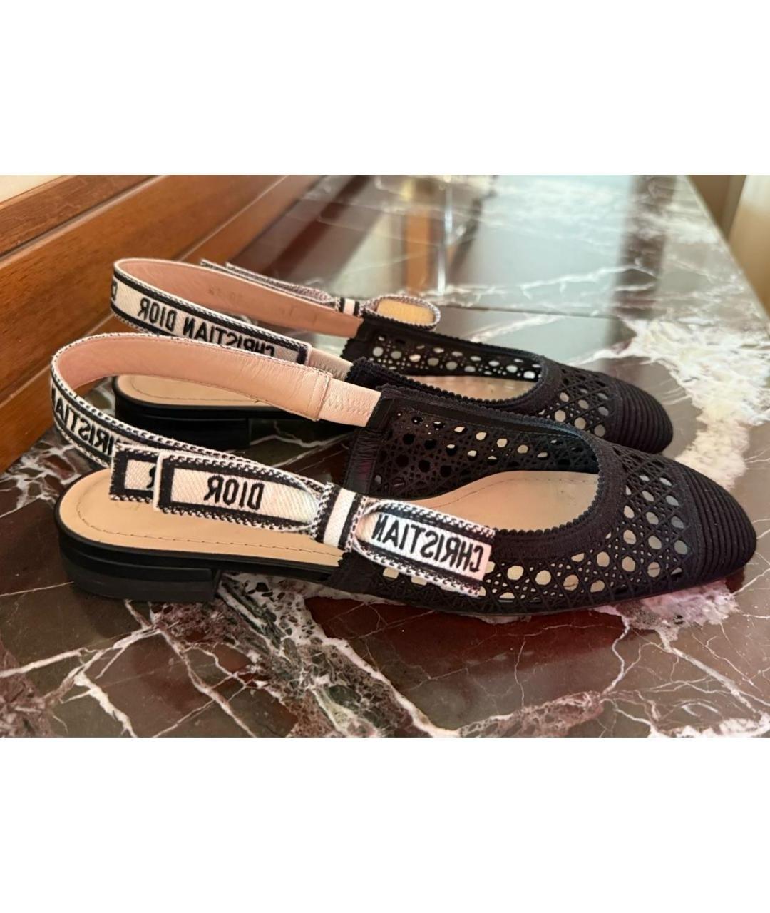 CHRISTIAN DIOR Черные текстильные босоножки, фото 5