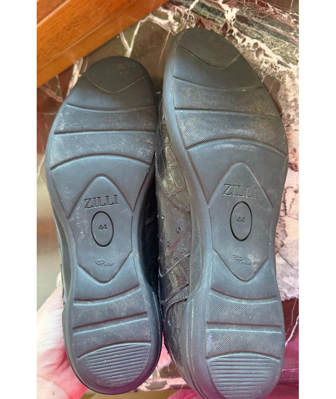 ZILLI Темно-синие низкие ботинки из экзотической кожи, фото 3