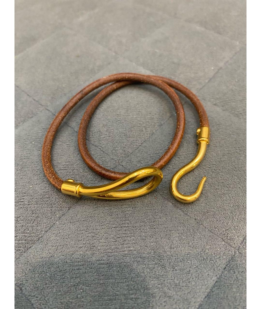 HERMES Коричневый металлический браслет, фото 4