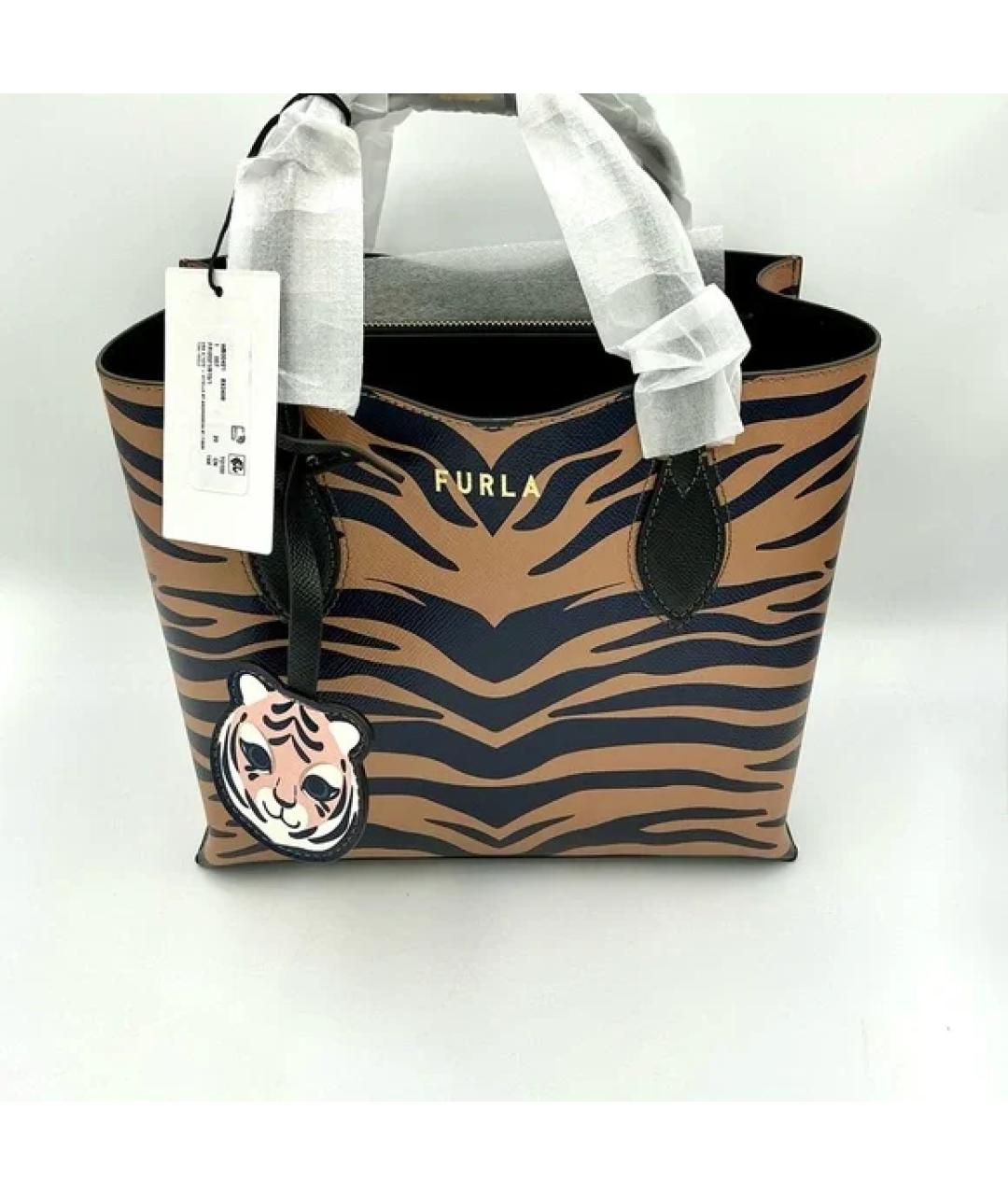 FURLA Черная кожаная сумка с короткими ручками, фото 7