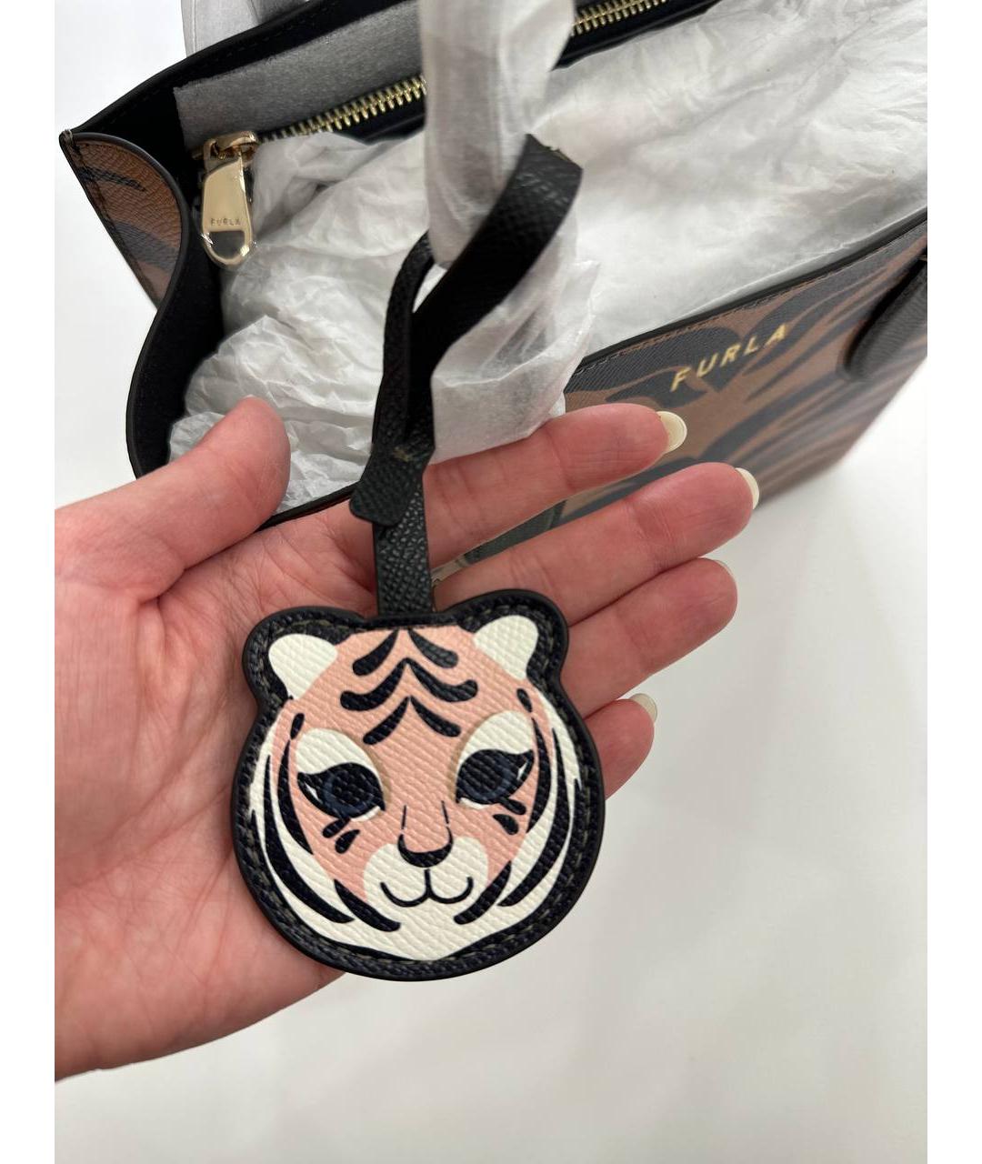 FURLA Черная кожаная сумка с короткими ручками, фото 5