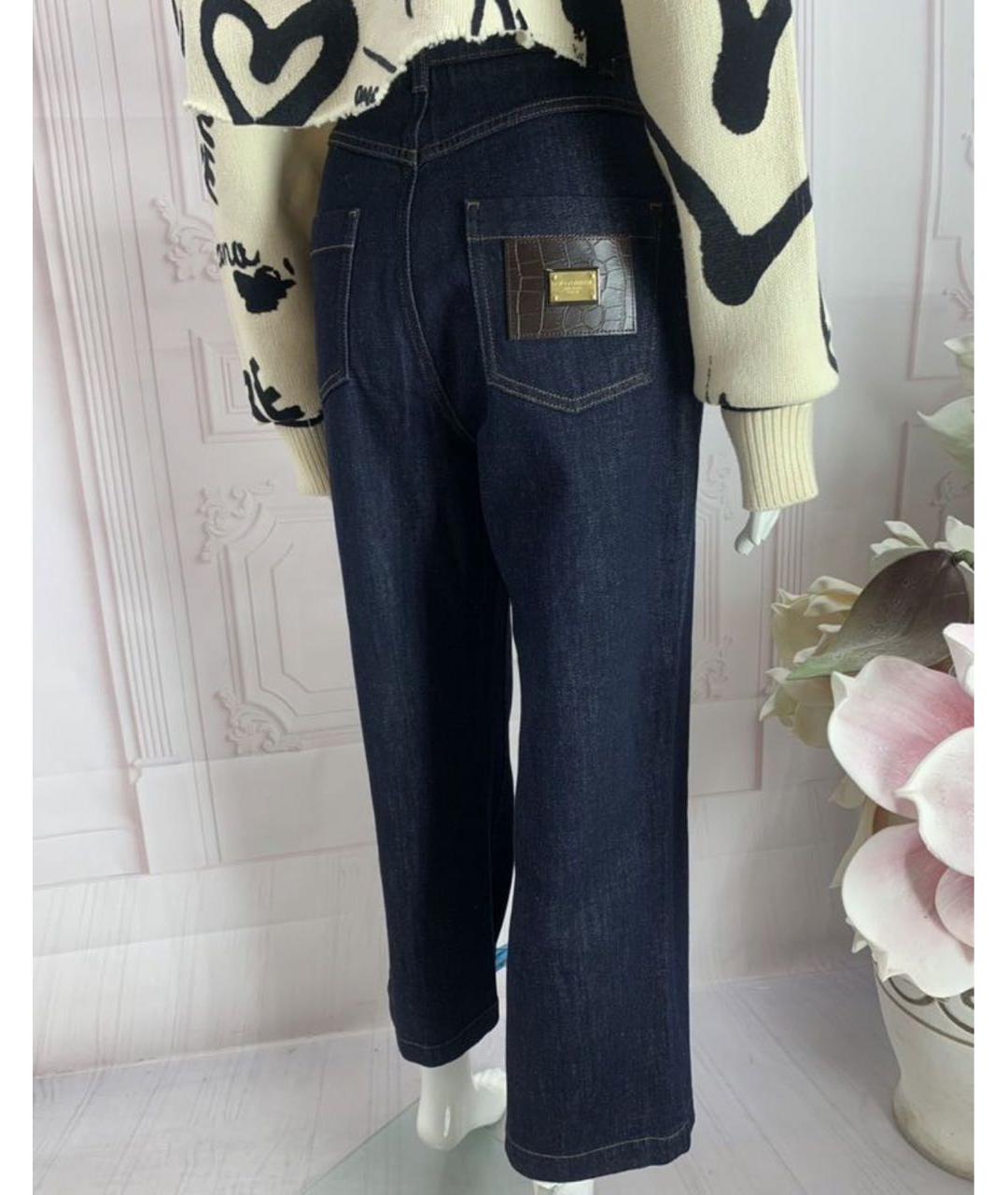 DOLCE&GABBANA Темно-синие хлопко-эластановые прямые джинсы, фото 5