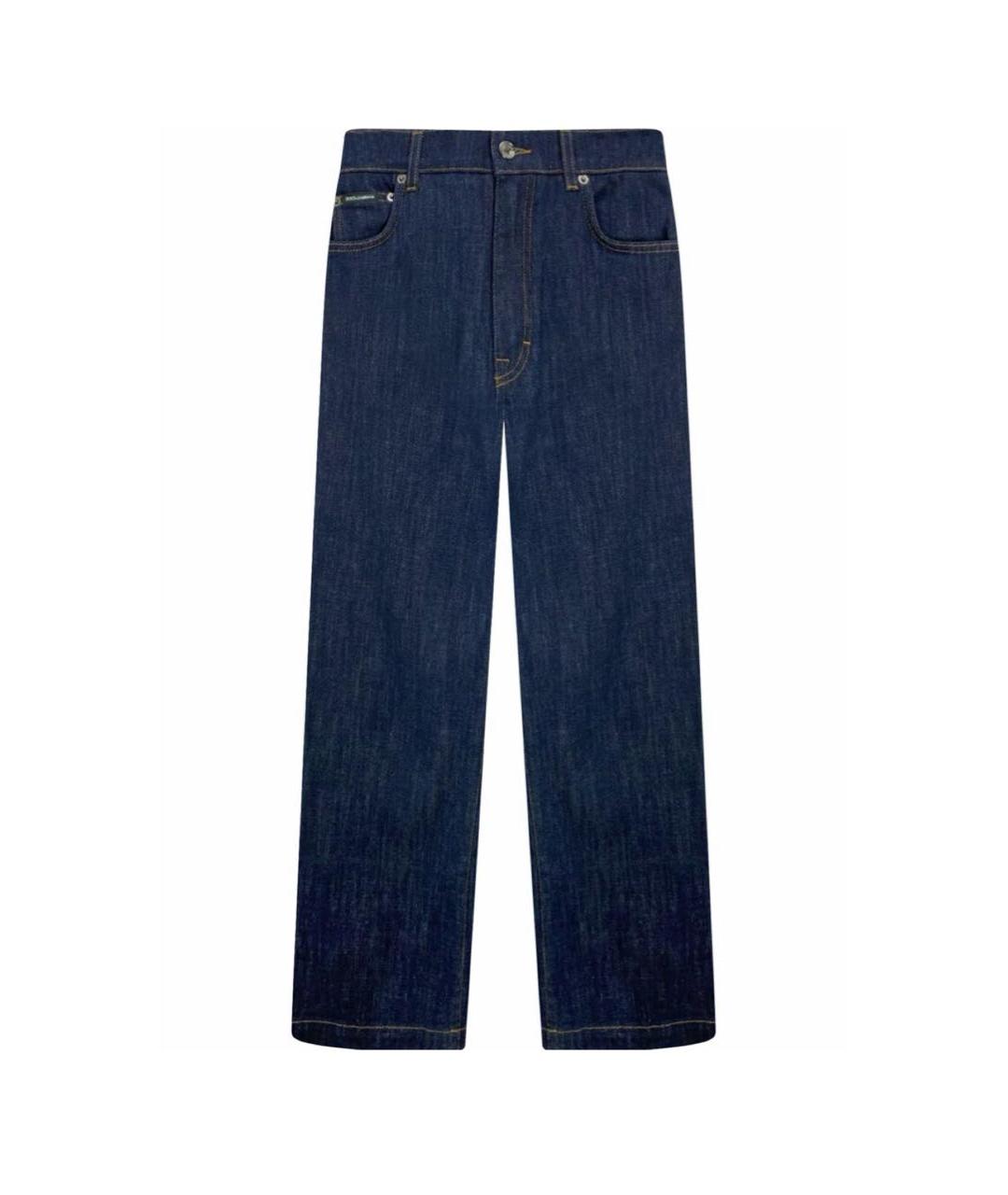 DOLCE&GABBANA Темно-синие хлопко-эластановые прямые джинсы, фото 1