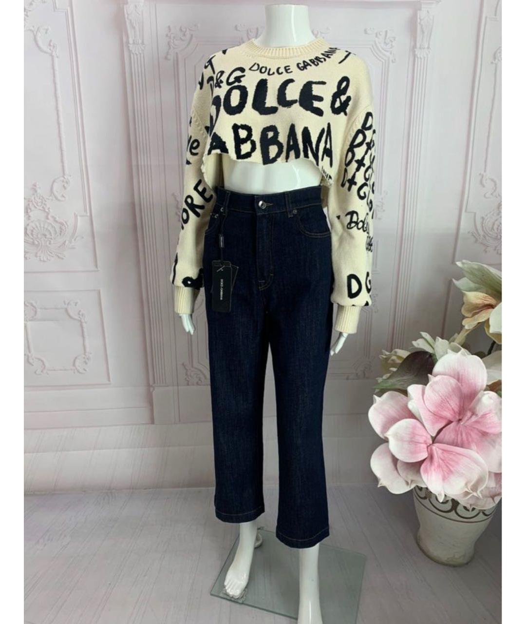 DOLCE&GABBANA Темно-синие хлопко-эластановые прямые джинсы, фото 6