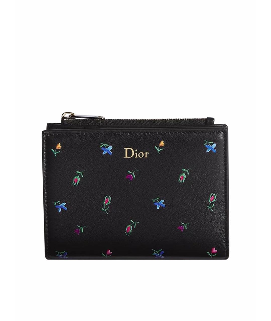 CHRISTIAN DIOR Черный кожаный кошелек, фото 1