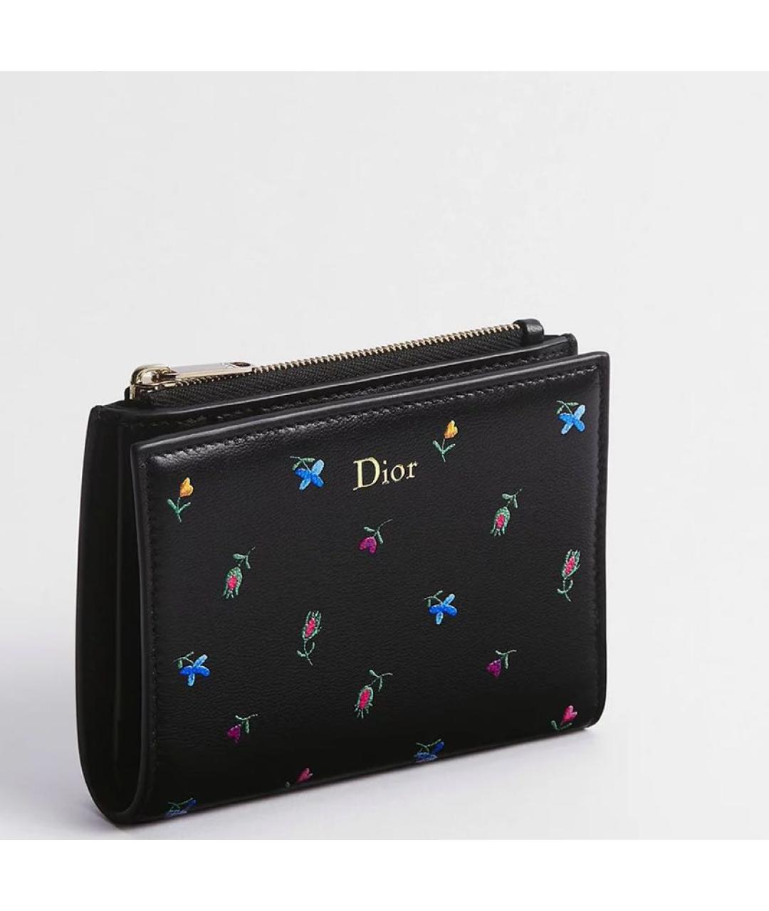 CHRISTIAN DIOR Черный кожаный кошелек, фото 2