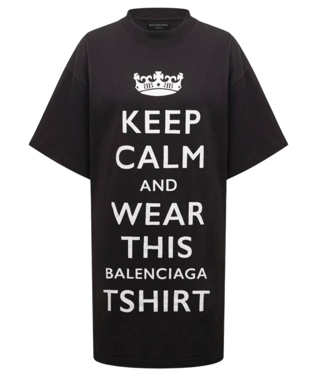 BALENCIAGA Черная хлопковая футболка, фото 1