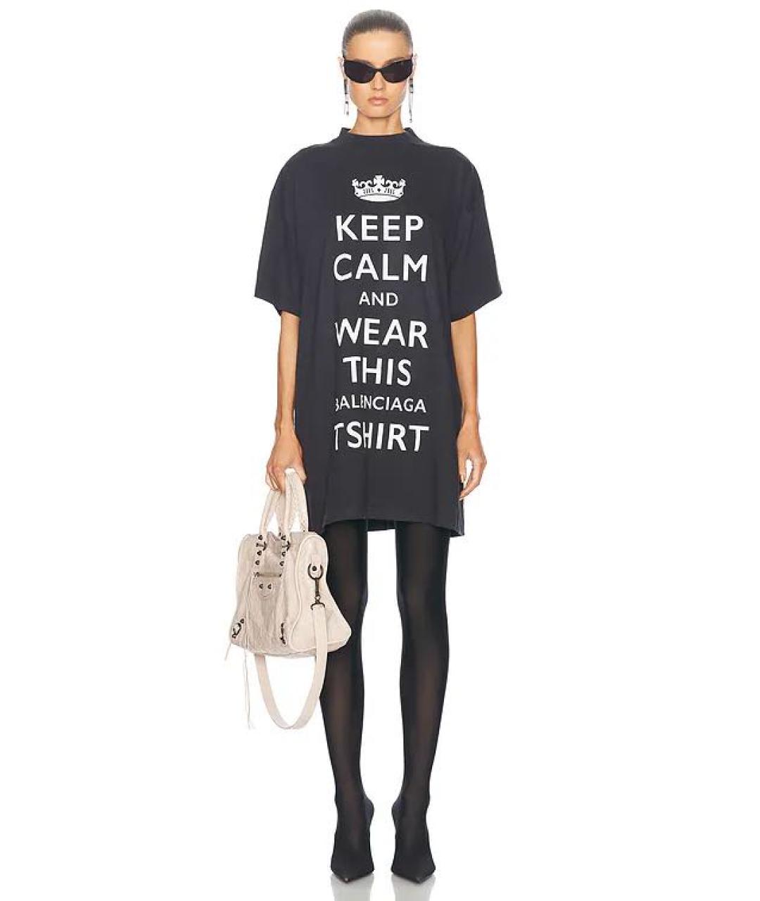 BALENCIAGA Черная хлопковая футболка, фото 4