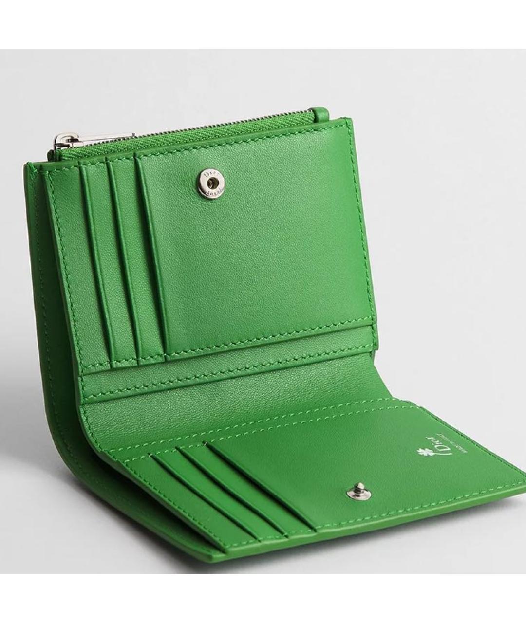 CHRISTIAN DIOR Зеленый кожаный кошелек, фото 3