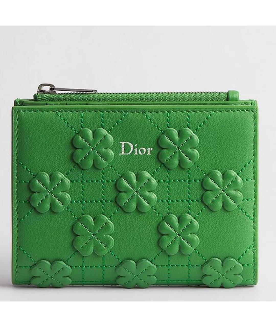 CHRISTIAN DIOR Зеленый кожаный кошелек, фото 4