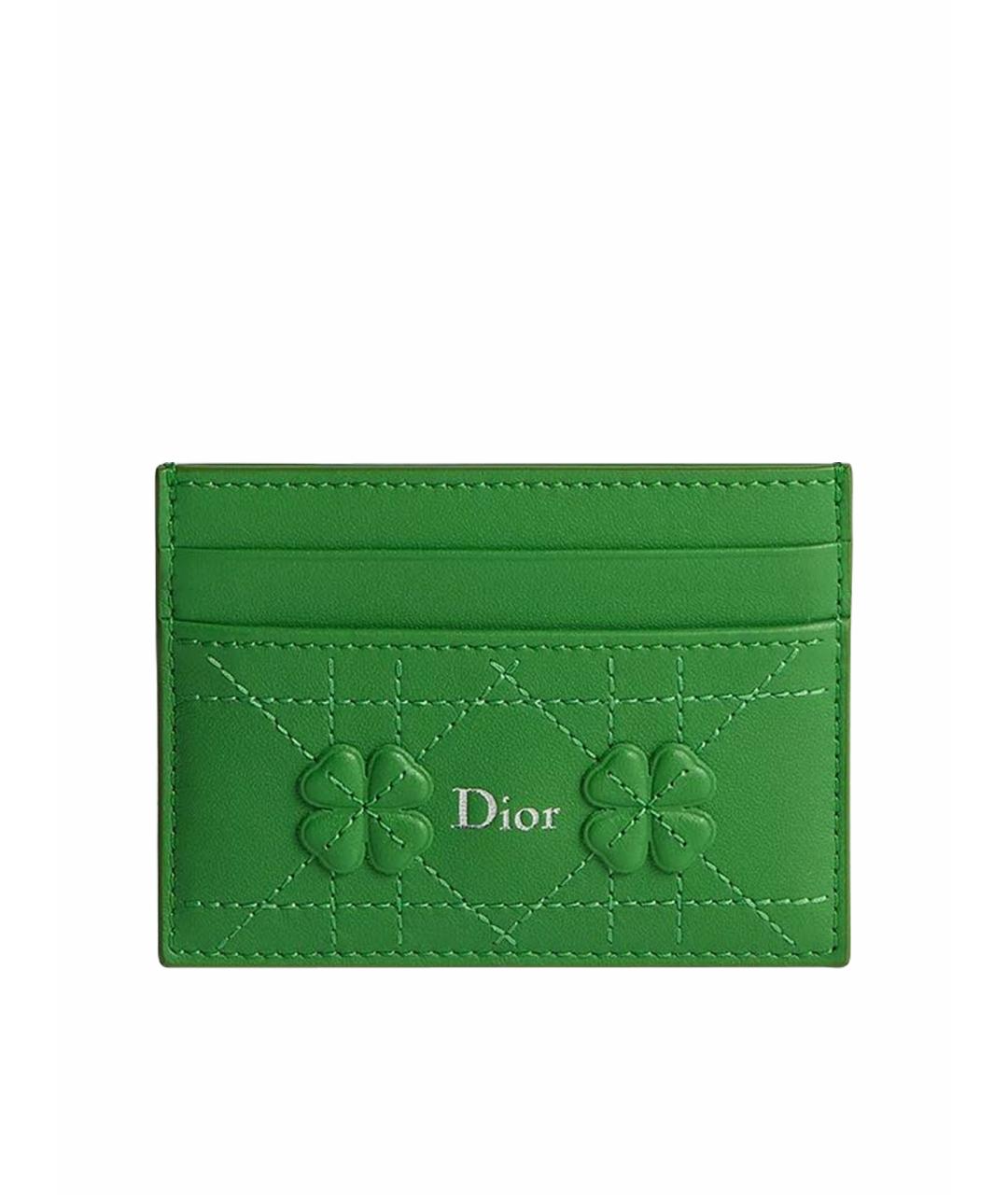 CHRISTIAN DIOR Зеленый кожаный кардхолдер, фото 1