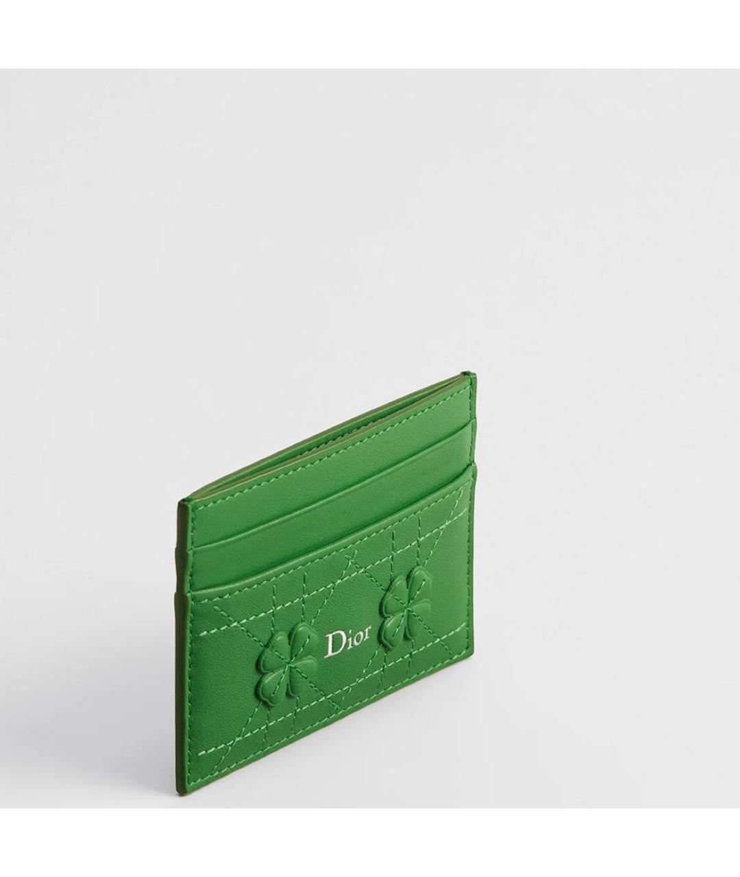 CHRISTIAN DIOR Зеленый кожаный кардхолдер, фото 2
