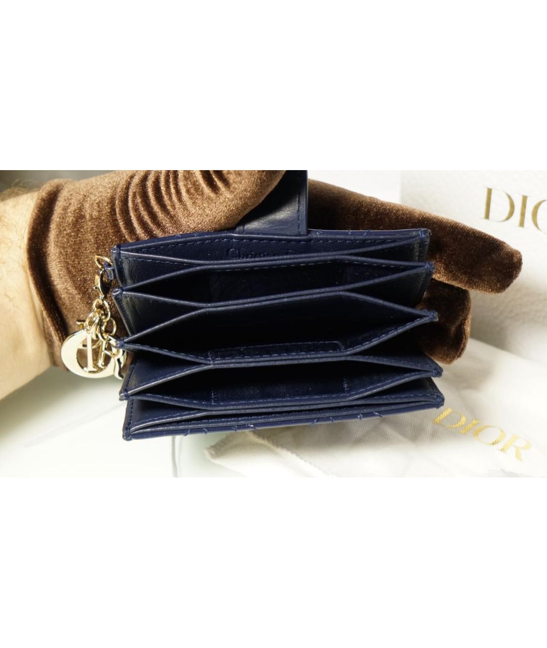 CHRISTIAN DIOR Темно-синий кардхолдер из лакированной кожи, фото 7