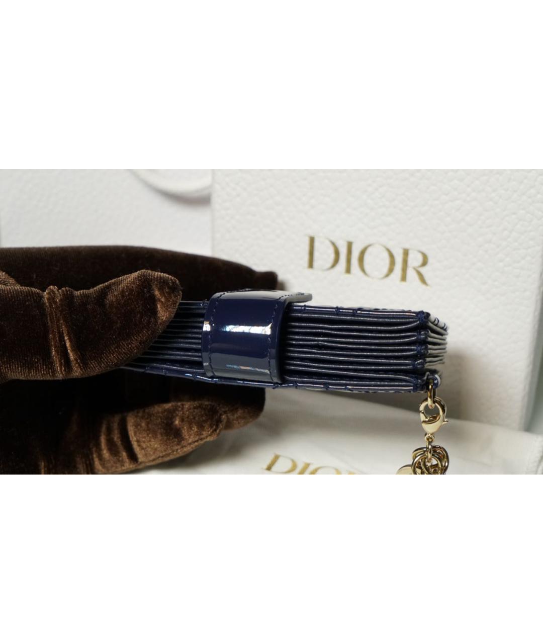 CHRISTIAN DIOR Темно-синий кардхолдер из лакированной кожи, фото 4