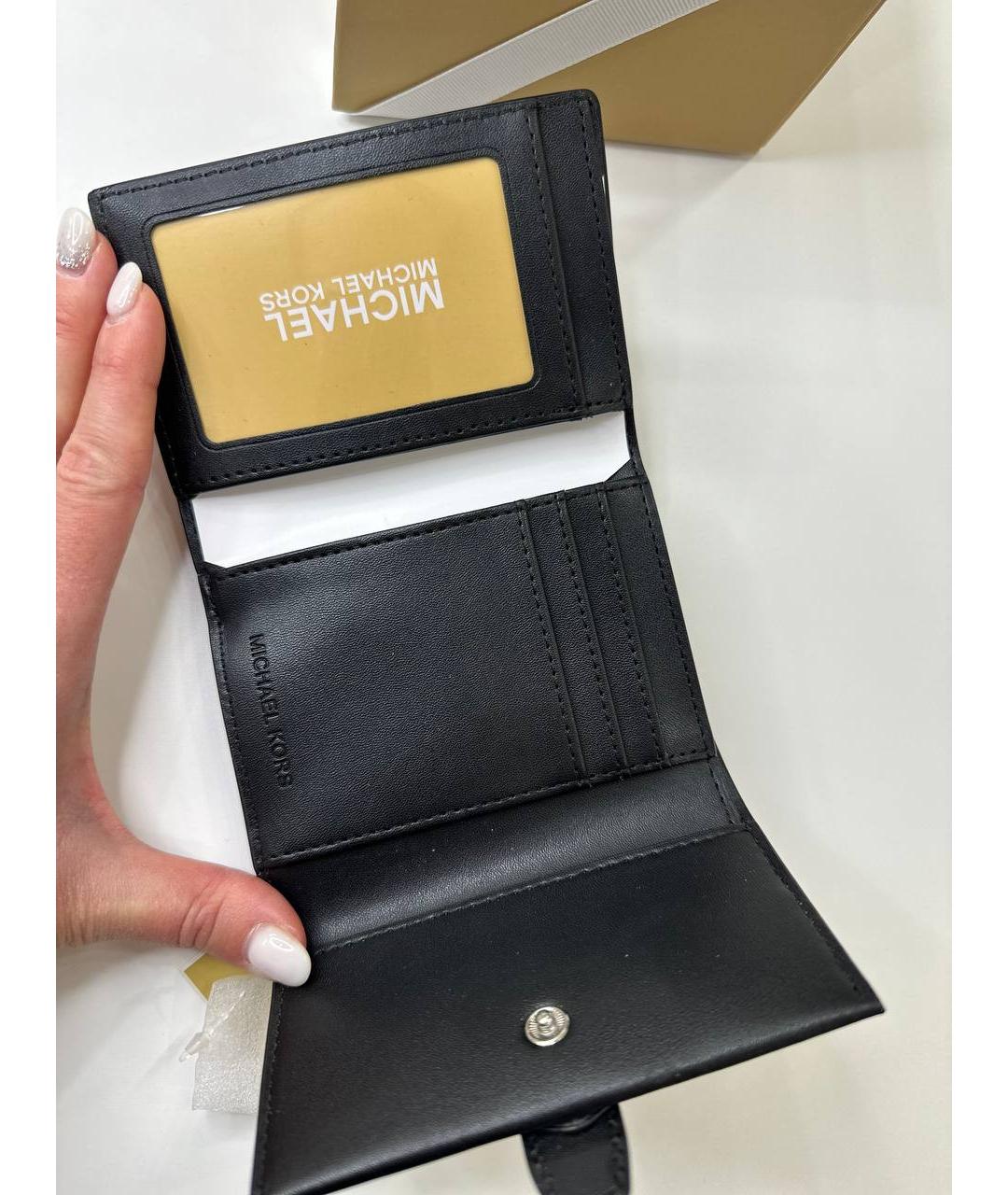 MICHAEL KORS Черный кожаный кошелек, фото 6