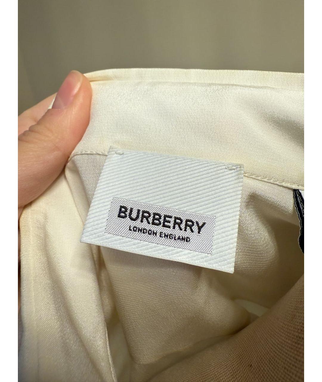 BURBERRY Белая шелковая блузы, фото 8