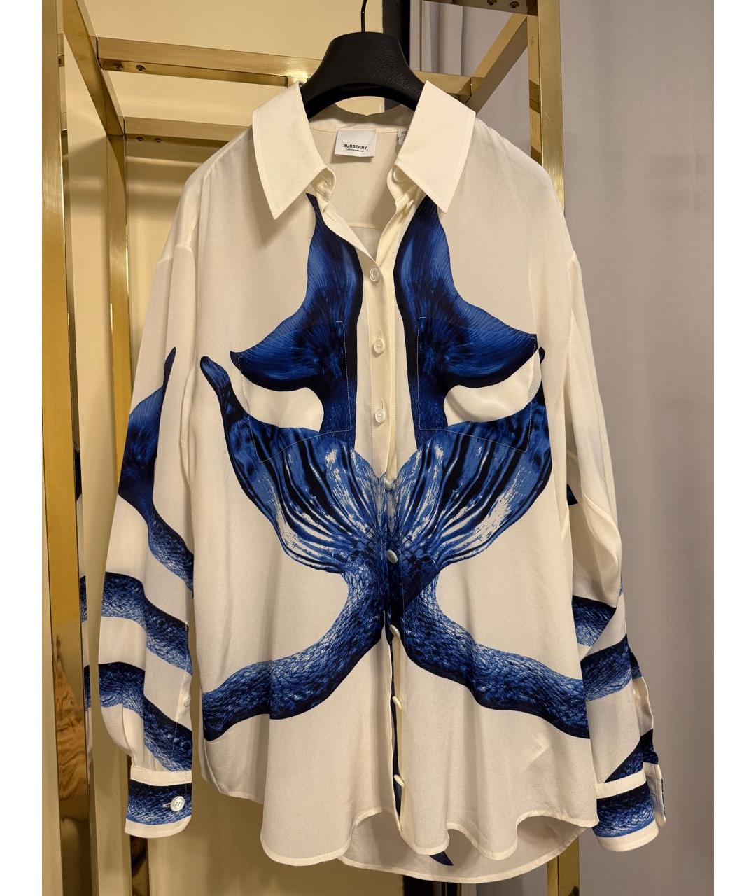 BURBERRY Белая шелковая блузы, фото 2