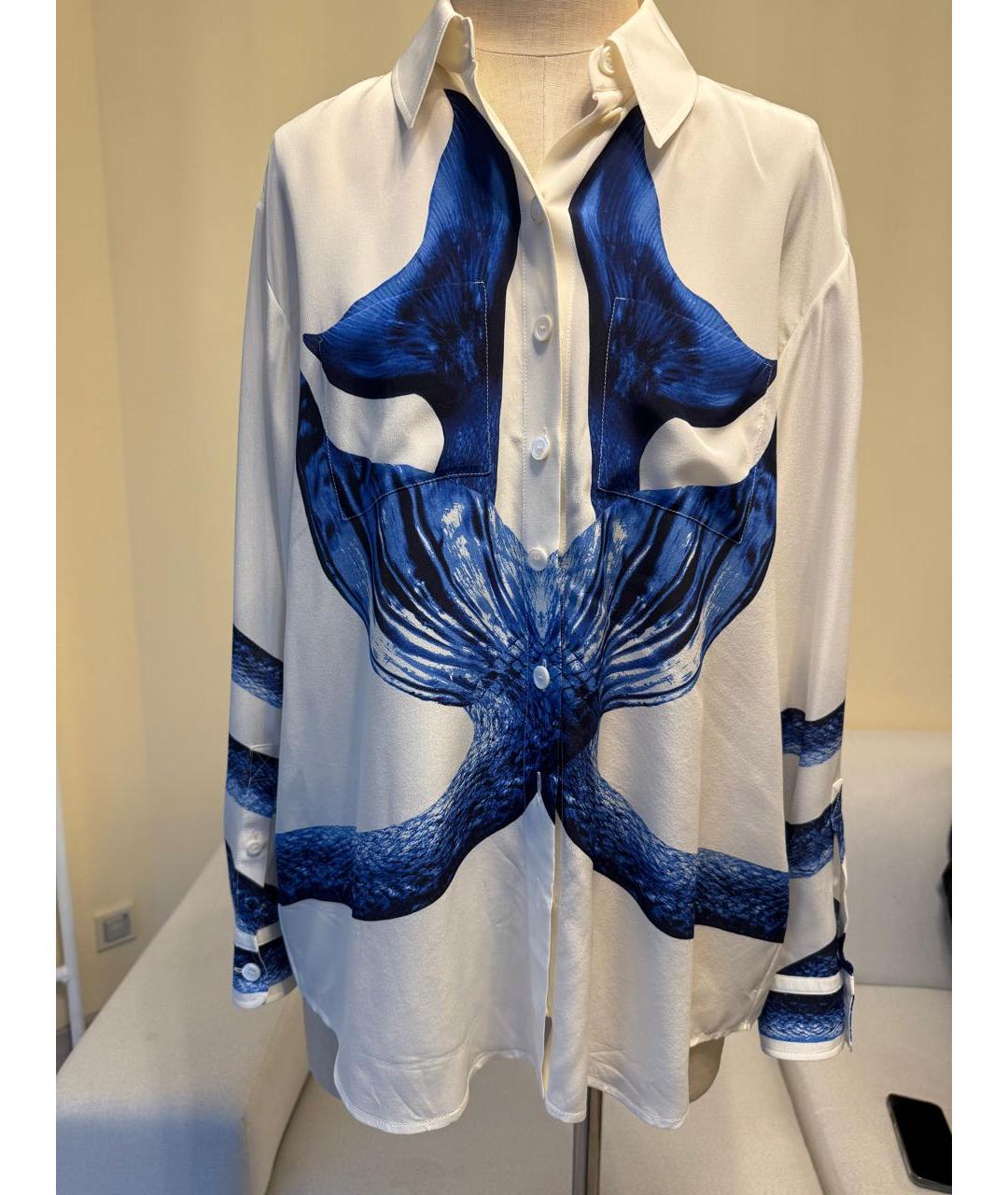 BURBERRY Белая шелковая блузы, фото 4