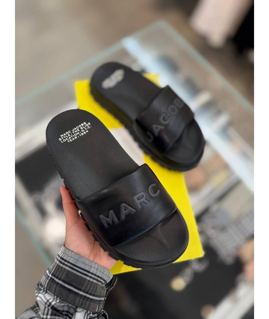MARC JACOBS Черные кожаные шлепанцы, фото 2