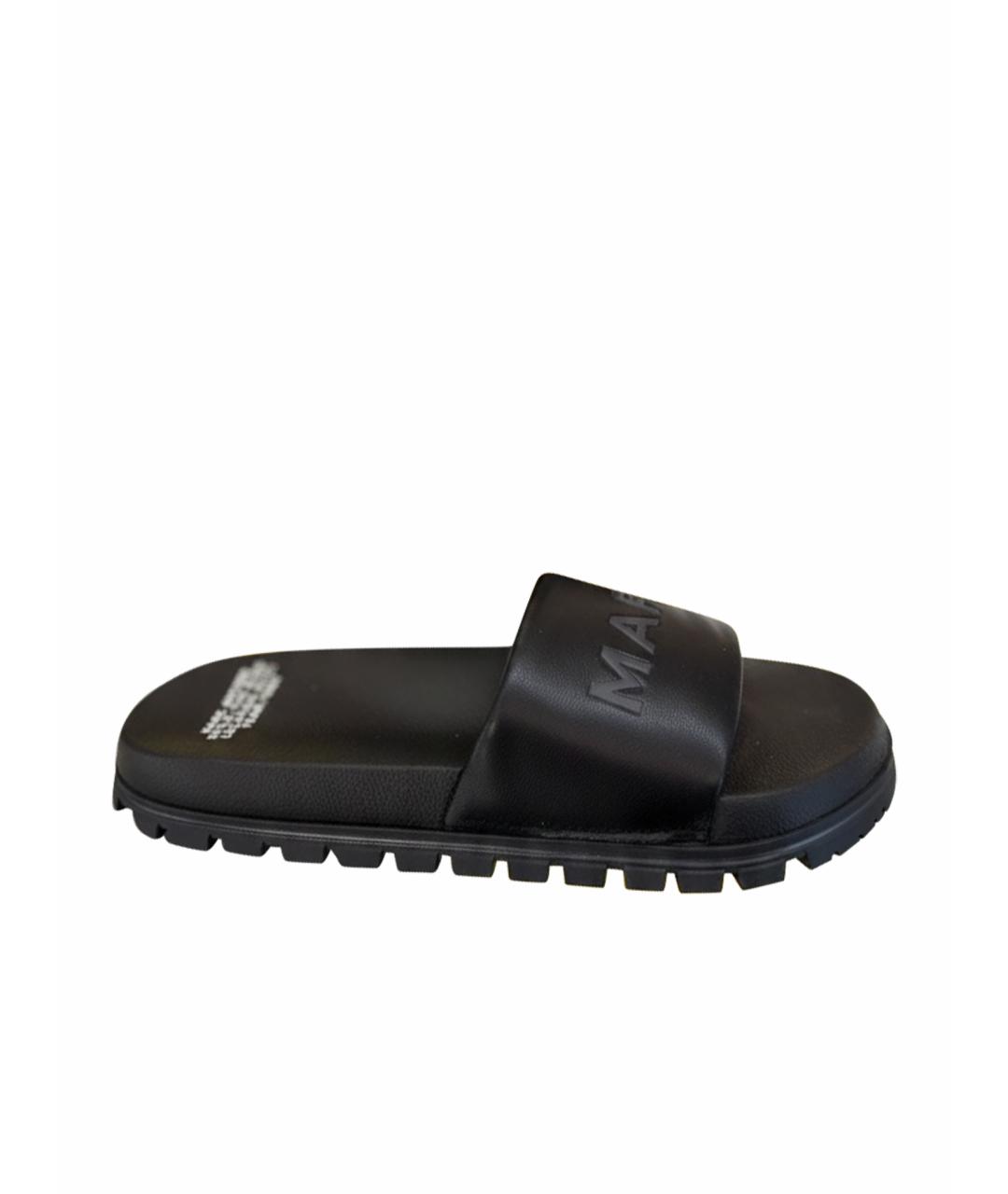 MARC JACOBS Черные кожаные шлепанцы, фото 1