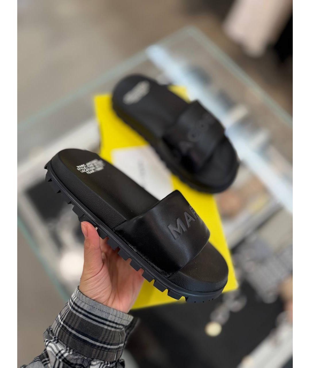 MARC JACOBS Черные кожаные шлепанцы, фото 4