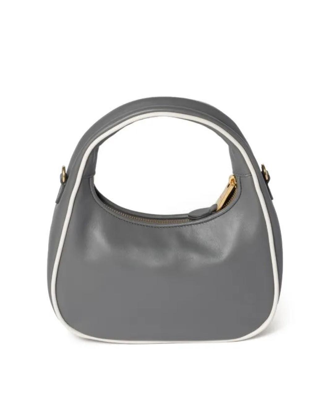 MIU MIU Серая кожаная сумка с короткими ручками, фото 3