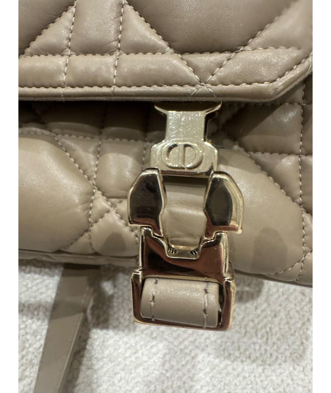 CHRISTIAN DIOR Бежевая кожаная сумка через плечо, фото 2