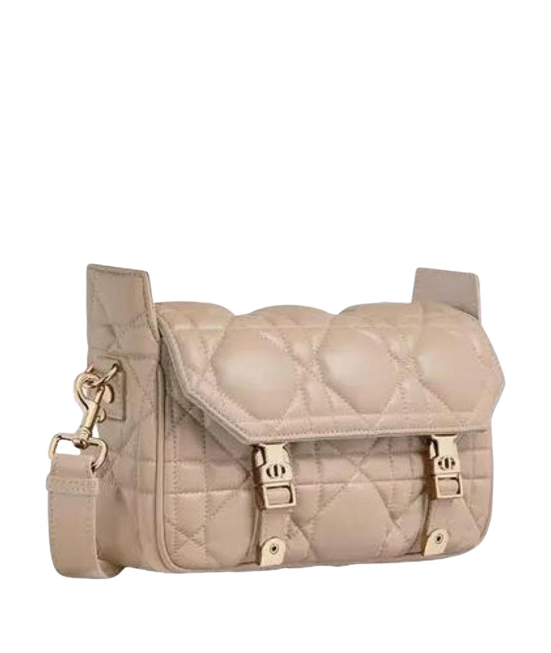 CHRISTIAN DIOR Бежевая кожаная сумка через плечо, фото 1