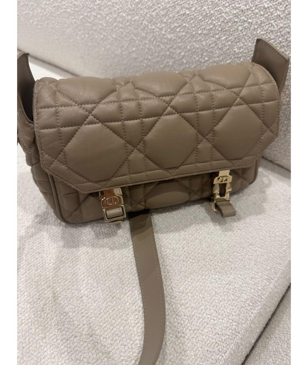 CHRISTIAN DIOR Бежевая кожаная сумка через плечо, фото 8