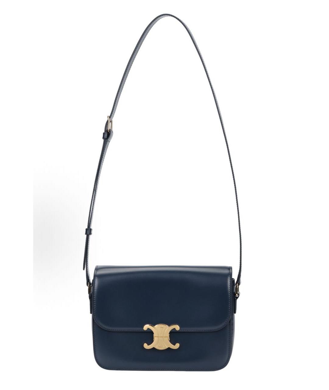 CELINE Темно-синяя кожаная сумка через плечо, фото 4