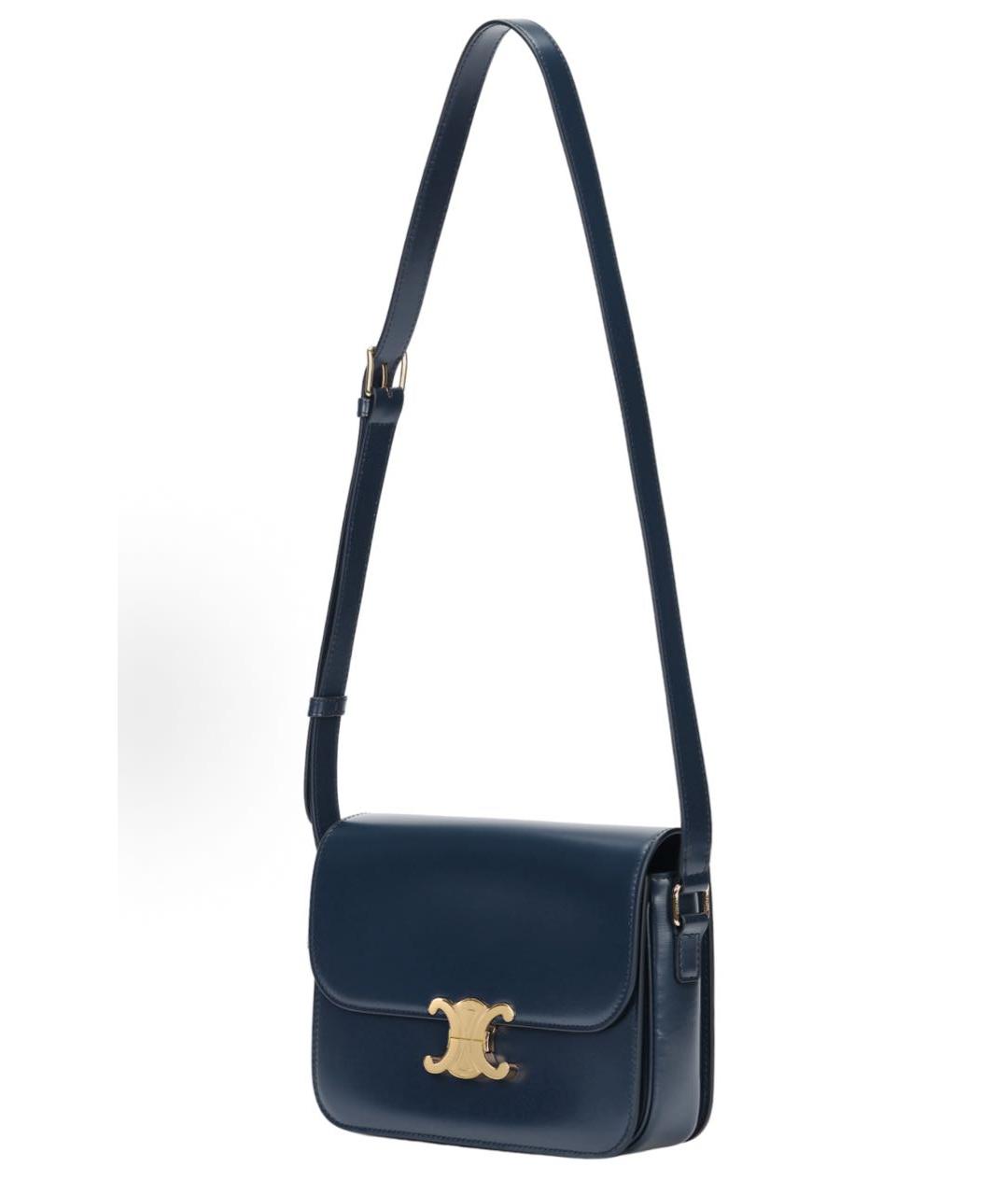 CELINE Темно-синяя кожаная сумка через плечо, фото 2