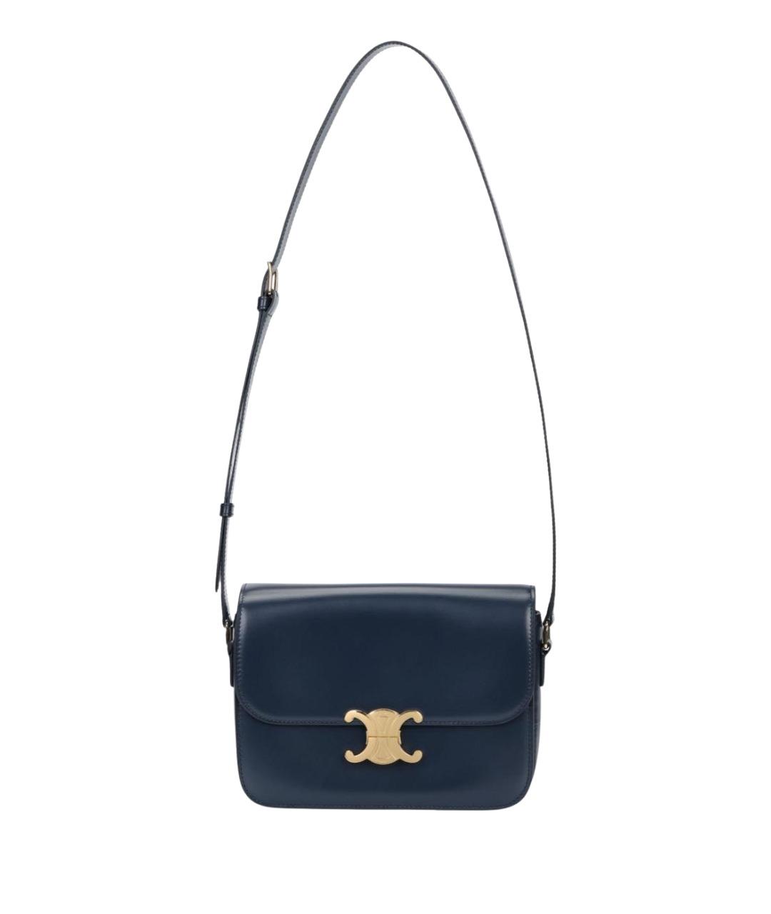 CELINE Темно-синяя кожаная сумка через плечо, фото 1