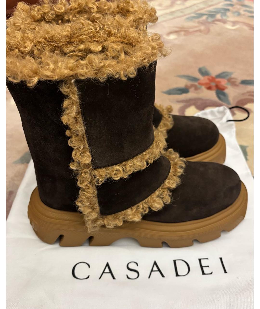 CASADEI Коричневые нубуковые полусапоги, фото 4