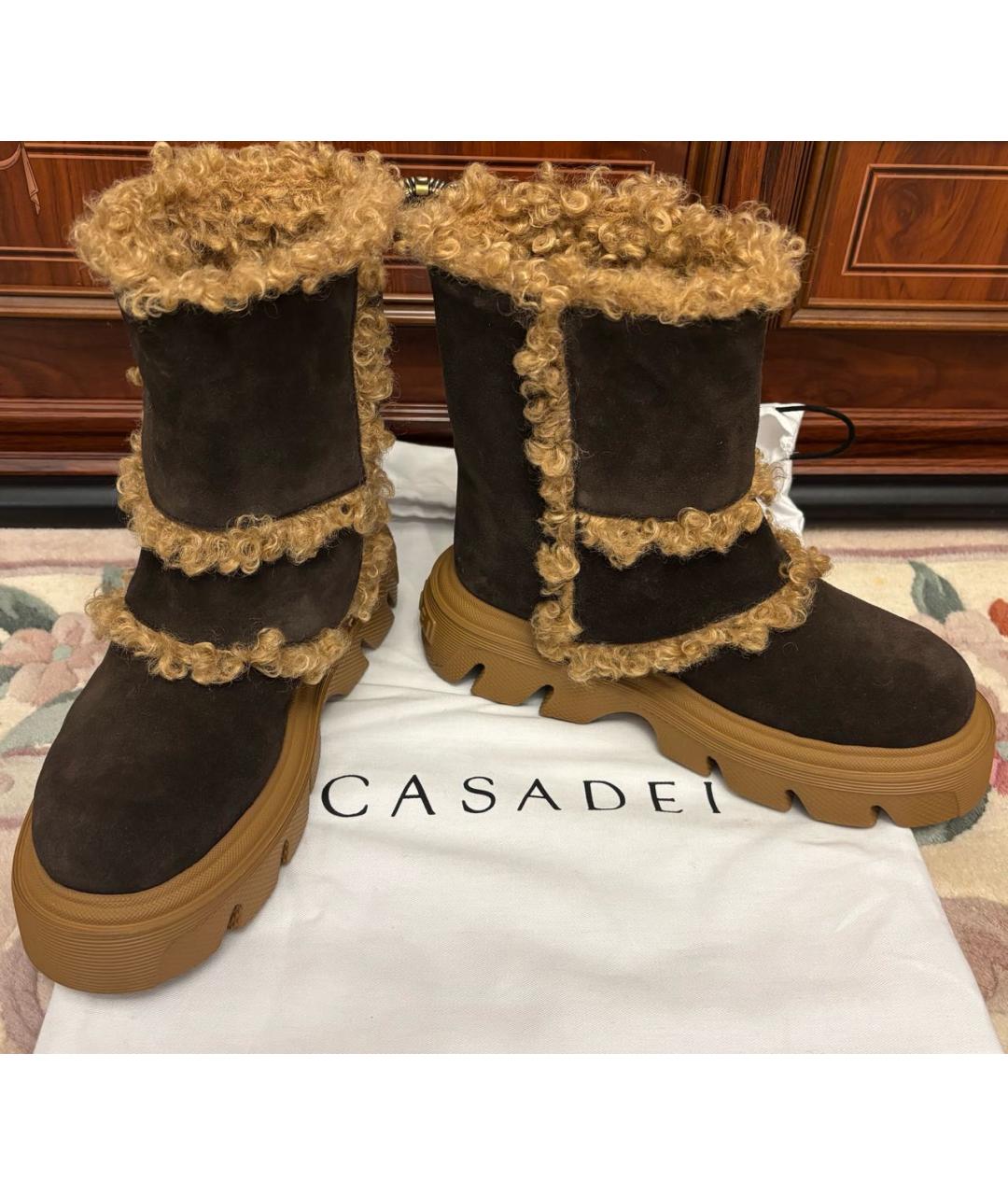 CASADEI Коричневые нубуковые полусапоги, фото 6