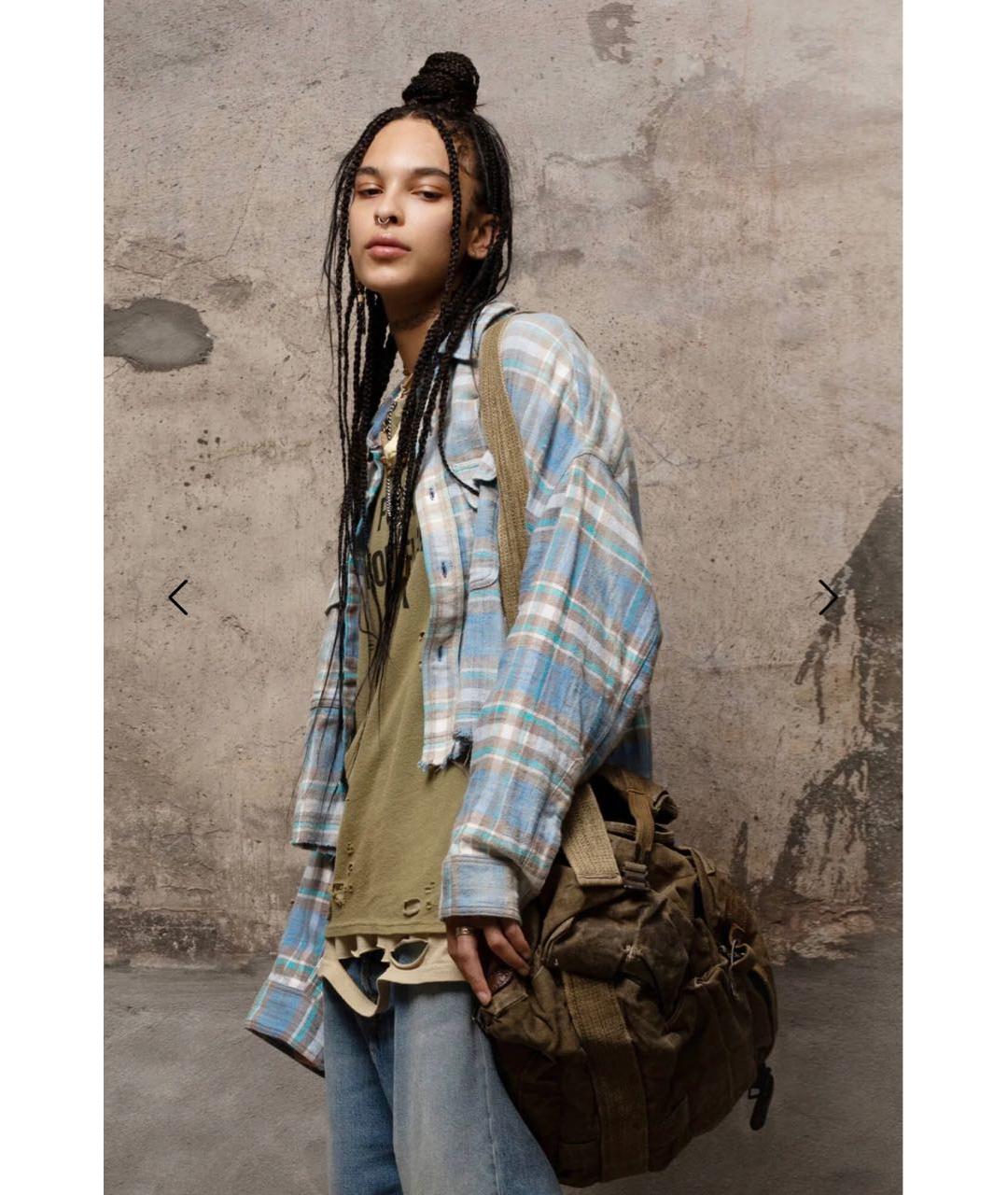 R13 Голубая хлопковая рубашка, фото 5