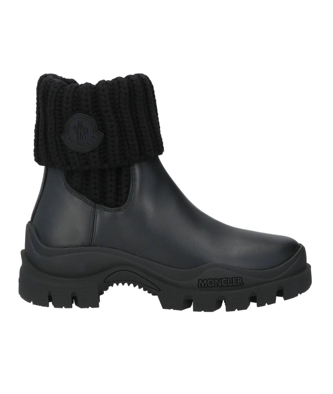 MONCLER Черные кожаные ботинки, фото 1