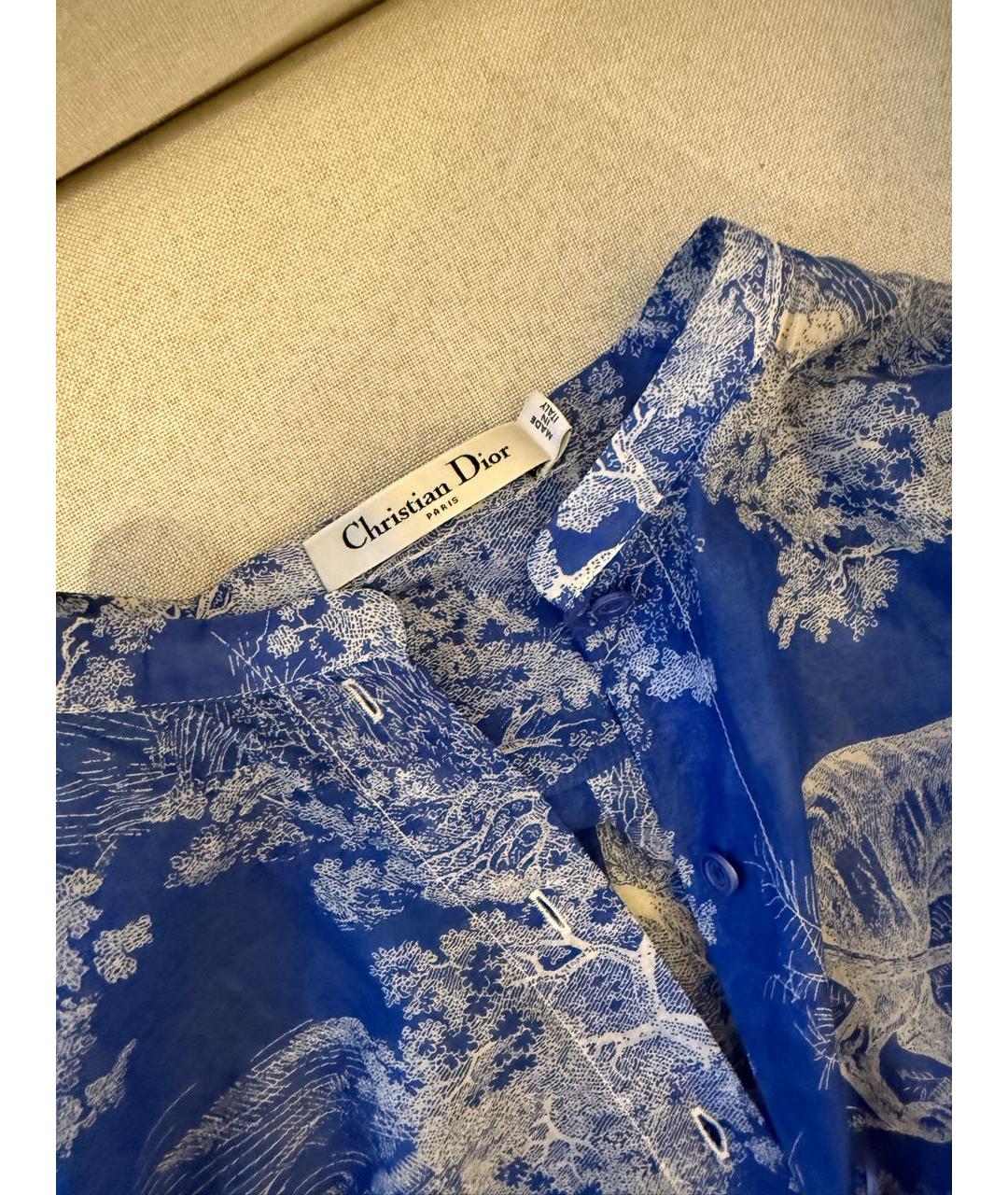 CHRISTIAN DIOR Голубая хлопковая рубашка, фото 6