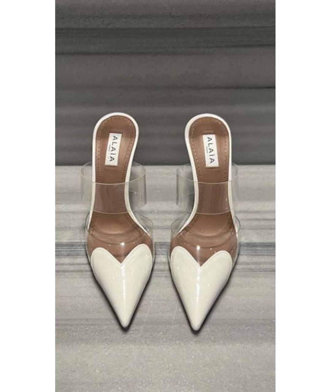 ALAIA Белые кожаные лодочки на низком каблуке, фото 3