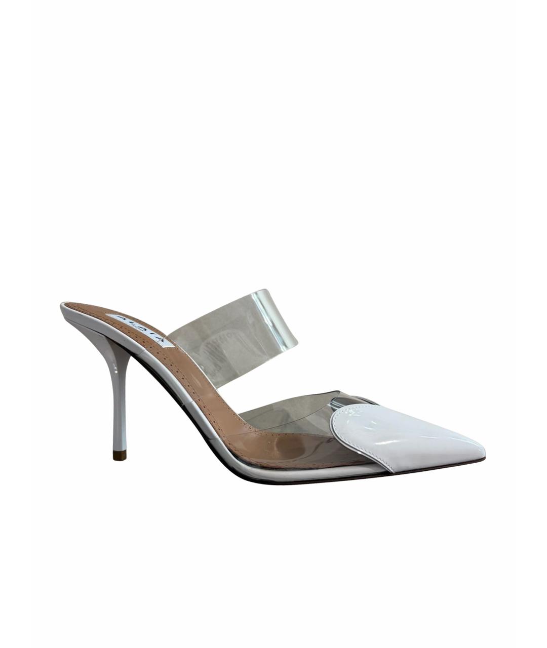 ALAIA Белые кожаные лодочки на низком каблуке, фото 1