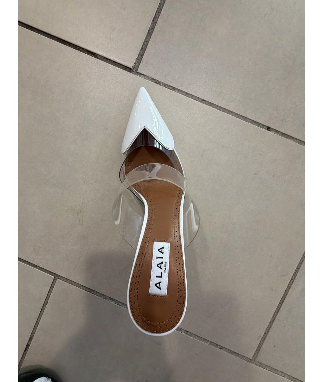 ALAIA Белые кожаные лодочки на низком каблуке, фото 6