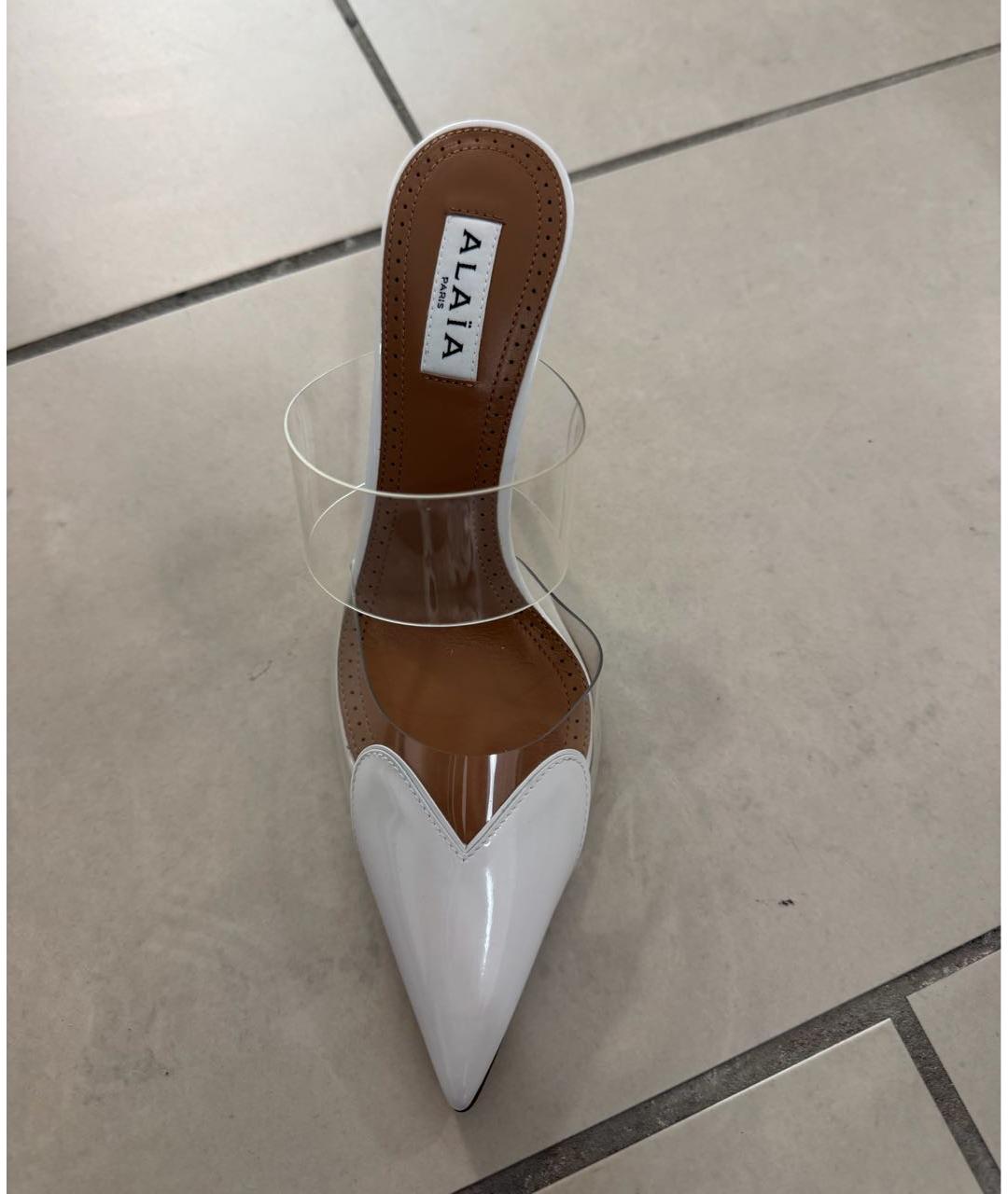 ALAIA Белые кожаные лодочки на низком каблуке, фото 5