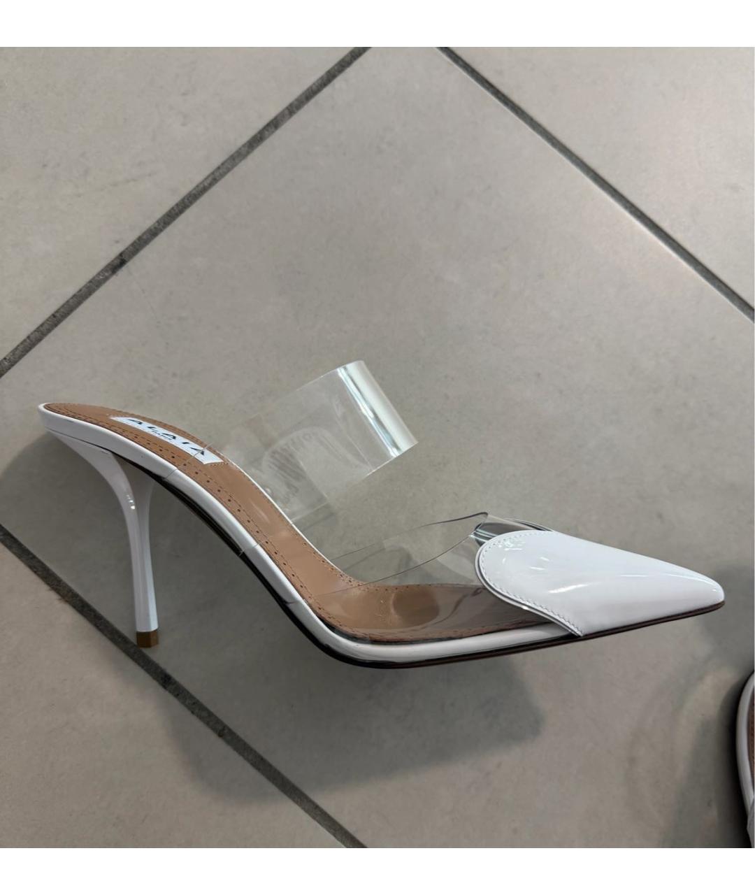 ALAIA Белые кожаные лодочки на низком каблуке, фото 7