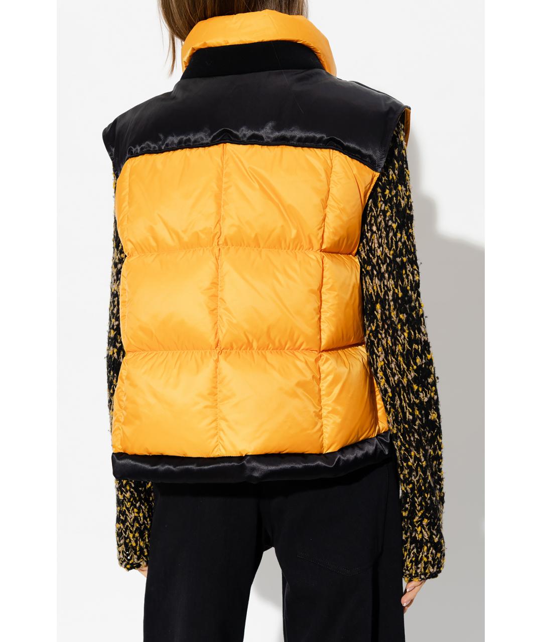 MONCLER Оранжевый полиэстеровый жилет, фото 4