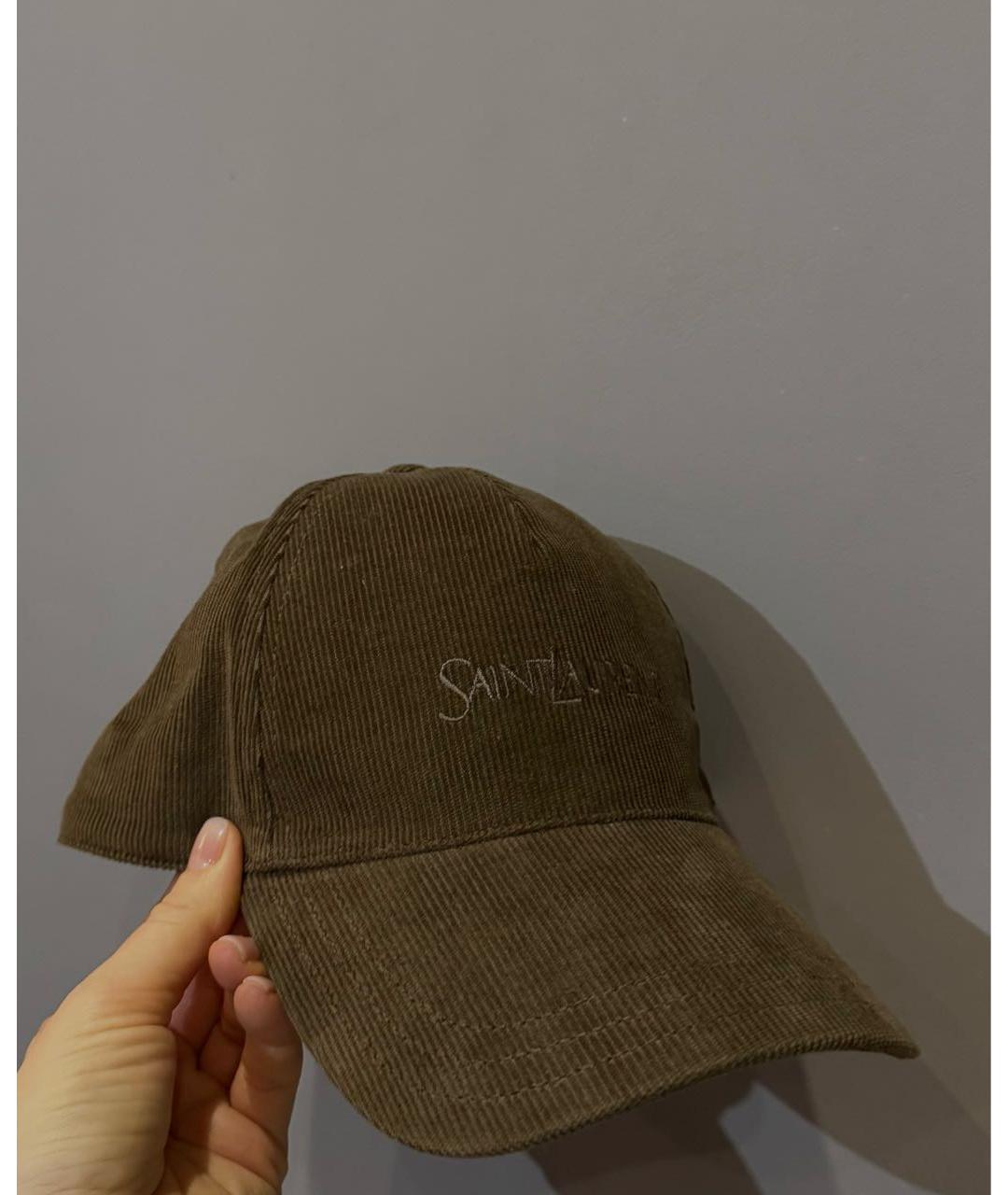 SAINT LAURENT Хаки хлопковая кепка, фото 3