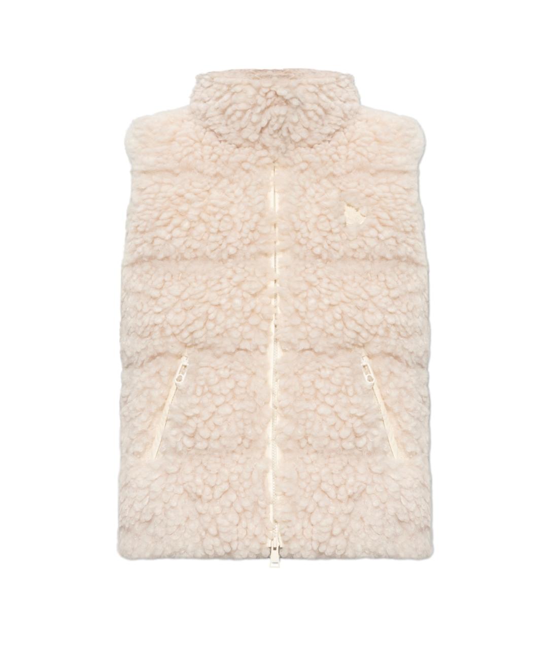 MONCLER Бежевый полиэстеровый жилет, фото 10
