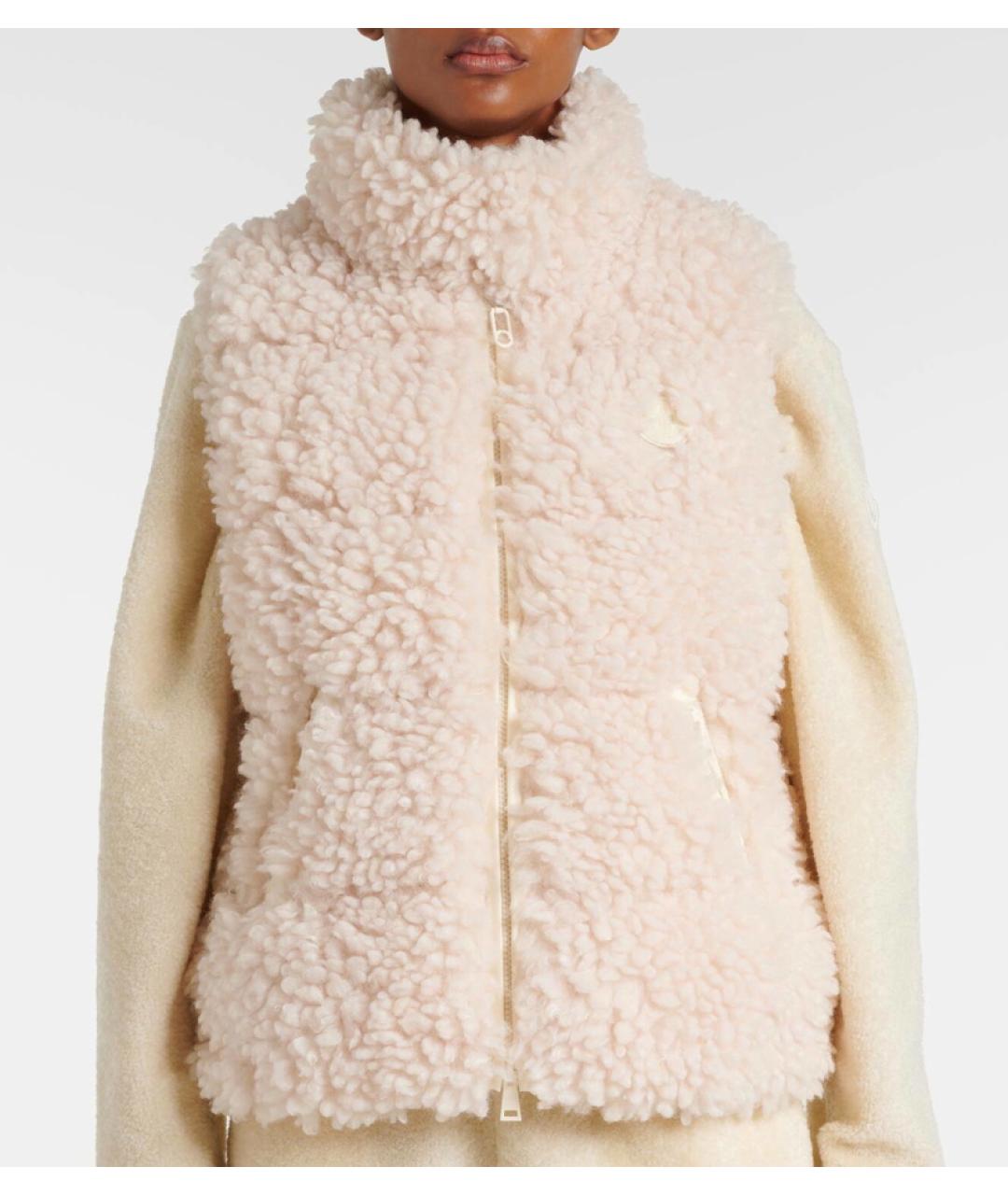 MONCLER Бежевый полиэстеровый жилет, фото 9