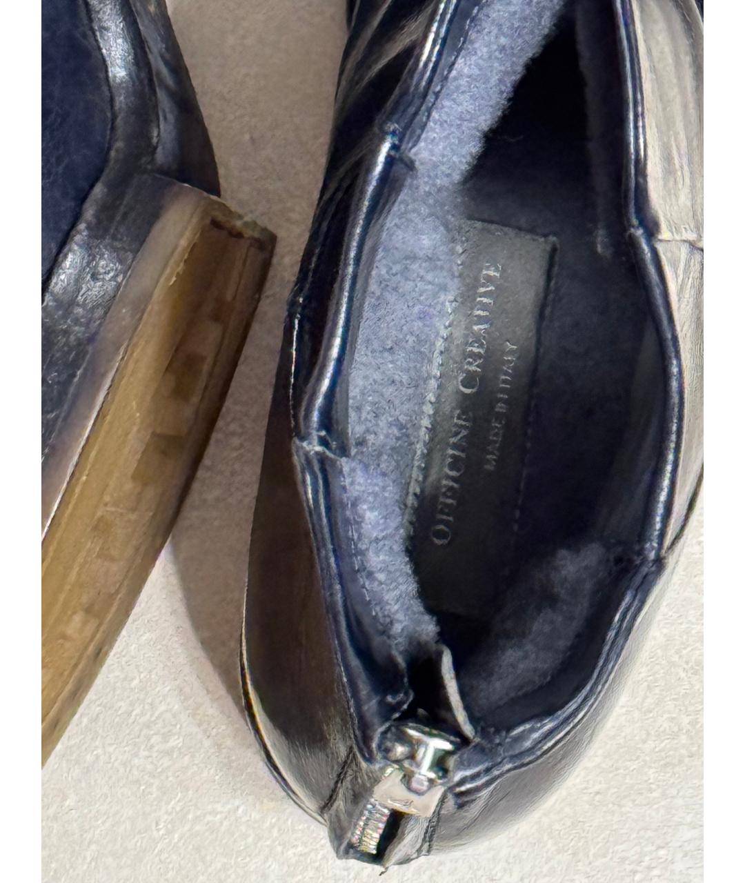 OFFICINE CREATIVE Темно-синие кожаные полусапоги, фото 2