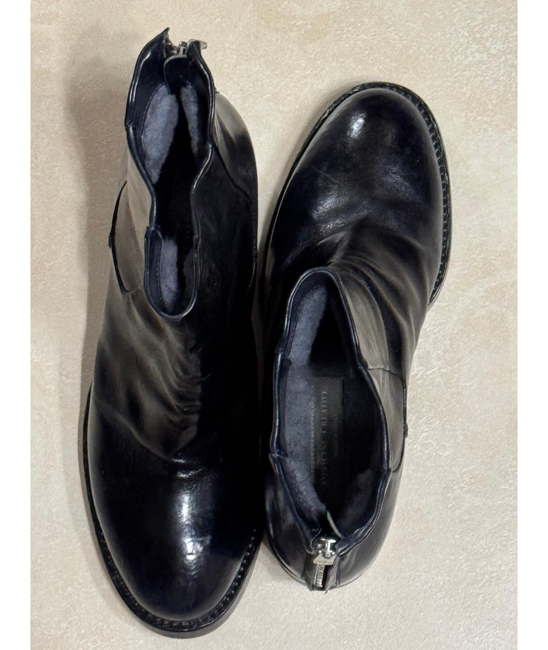 OFFICINE CREATIVE Темно-синие кожаные полусапоги, фото 3