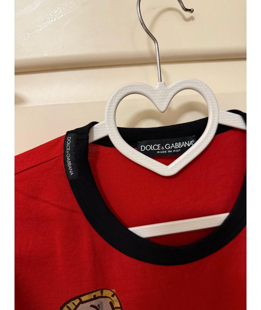 DOLCE&GABBANA Красная хлопковая футболка, фото 3