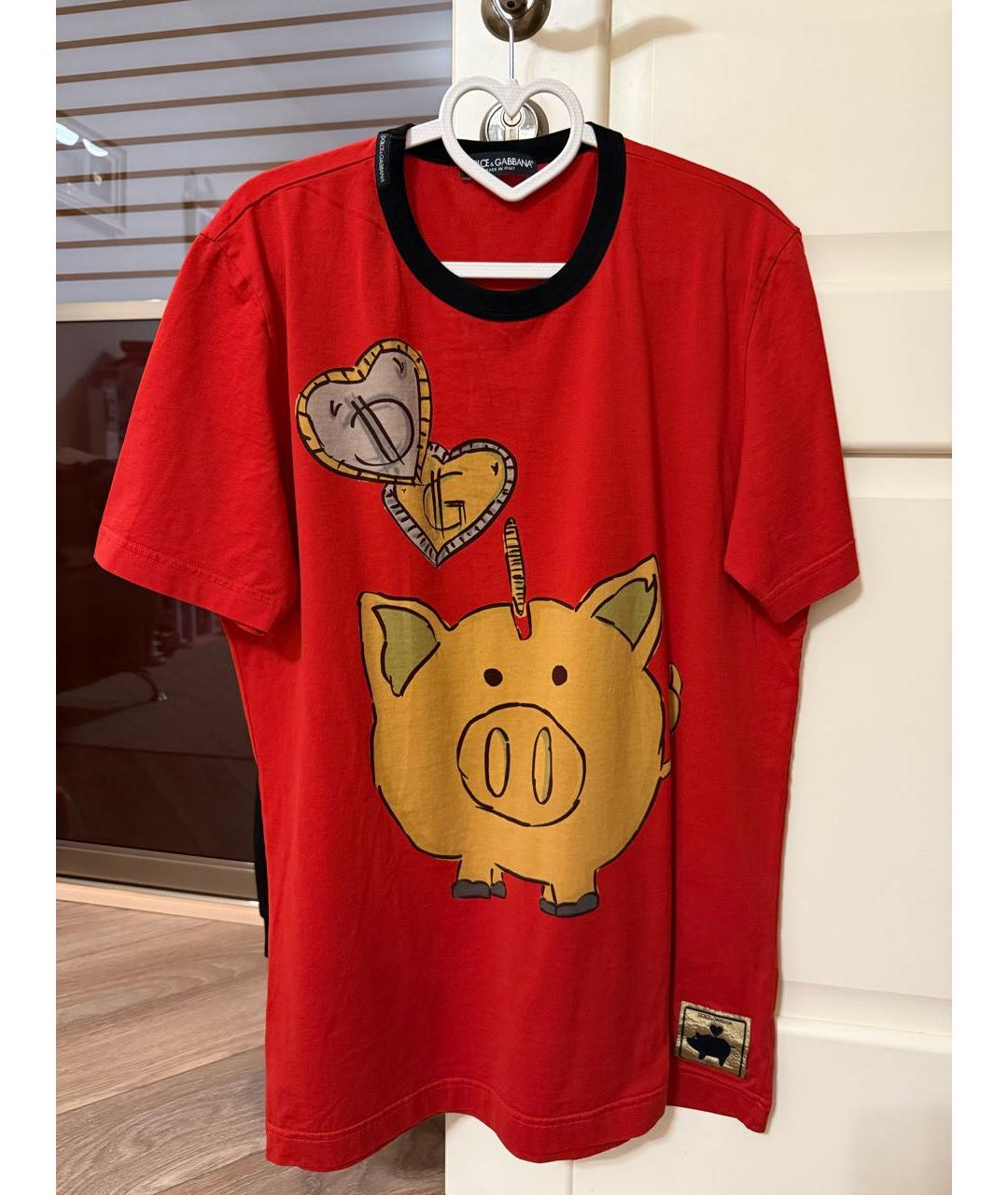 DOLCE&GABBANA Красная хлопковая футболка, фото 8